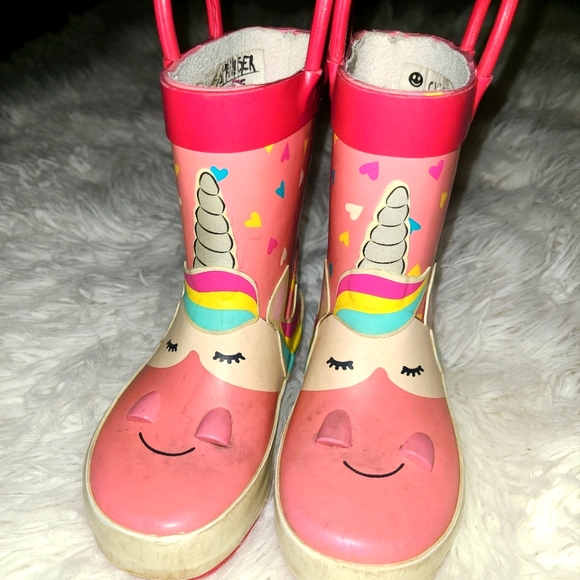 Size 8 girls unicorn rainboots - Picture 1 of 4